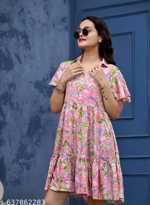 Women Maxi Pink Above Knee/Mid Thigh Length Dress | Stylish Casual & Party Wear Short Dress for Women | Trendy Pink Mini Maxi Dress with Comfortable Fit
