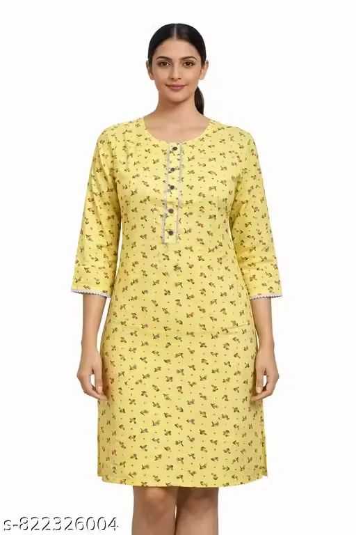 Yellow Floral Printed Kurta Set for Wome...