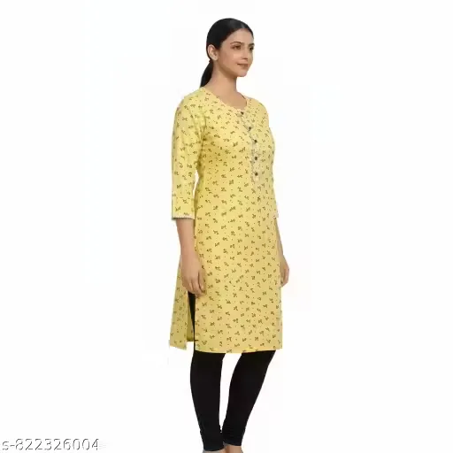 Yellow Floral Printed Kurta Set for Women | Elegant Yellow Floral Printed Kurta Set with Pants | Stylish Ethnic Wear Yellow Floral Printed Kurta Set for Festive, Office & Casual Wear