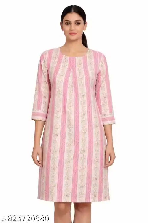 Women Pink Floral Printed Cotton Straigh...