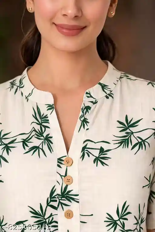 Women Printed Cotton Straight Kurti | Casual Daily Wear Short Sleeve Kurta for Women | Ethnic Regular Fit Kurti