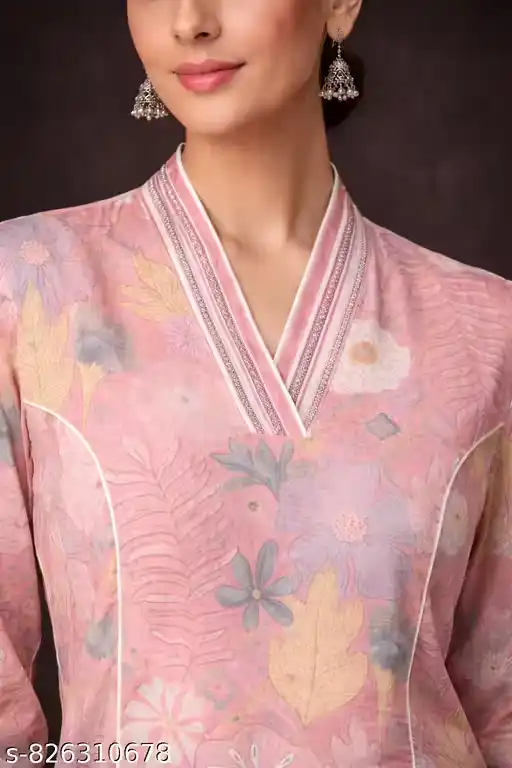 Stylish Women Floral Printed Straight Kurti | V-Neck Cotton Kurta | Casual & Office Wear Kurti for Women