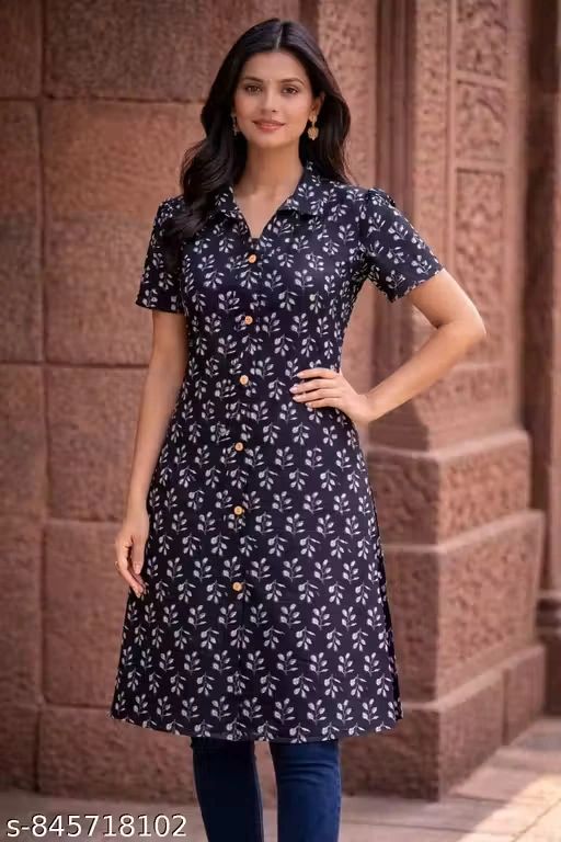 Women Rayon Printed Short Kurti Top | Ca...