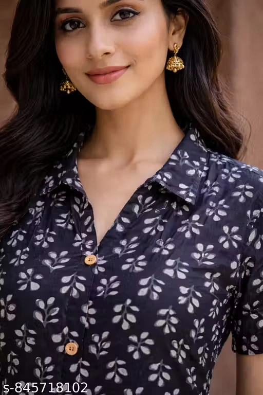 Women Rayon Printed Short Kurti Top | Casual Button-Down Tunic | Half Sleeve A-Line Kurti for Women | Office Wear & Daily Wear Kurti