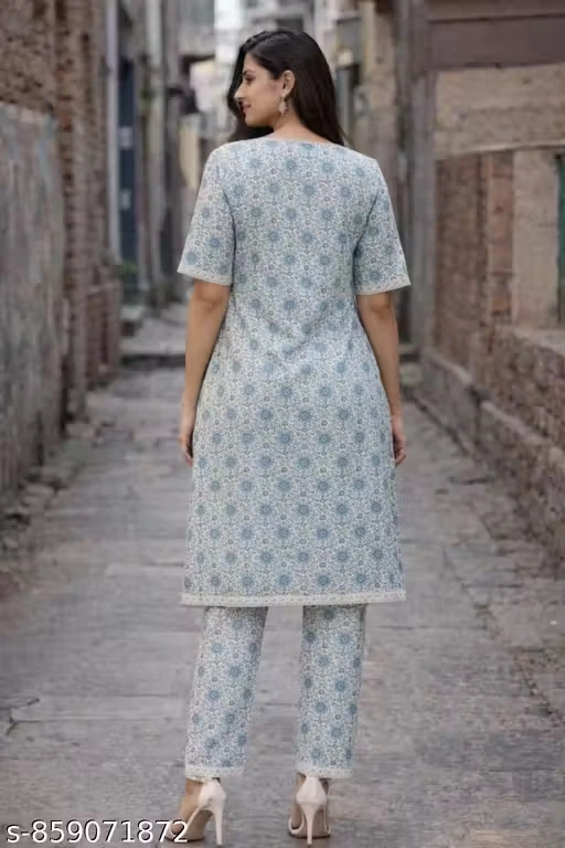 Women’s Printed  Kurti Pant Set |  Straight Kurta with Matching Pants | Daily Wear Ethnic Co-Ord Set for Women