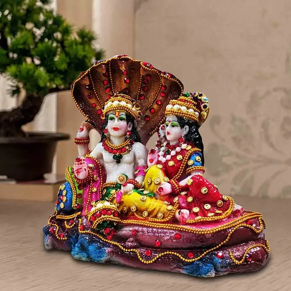 Lord Vishnu and Goddess Lakshmi Idol on Sheshnag Decorative Murti