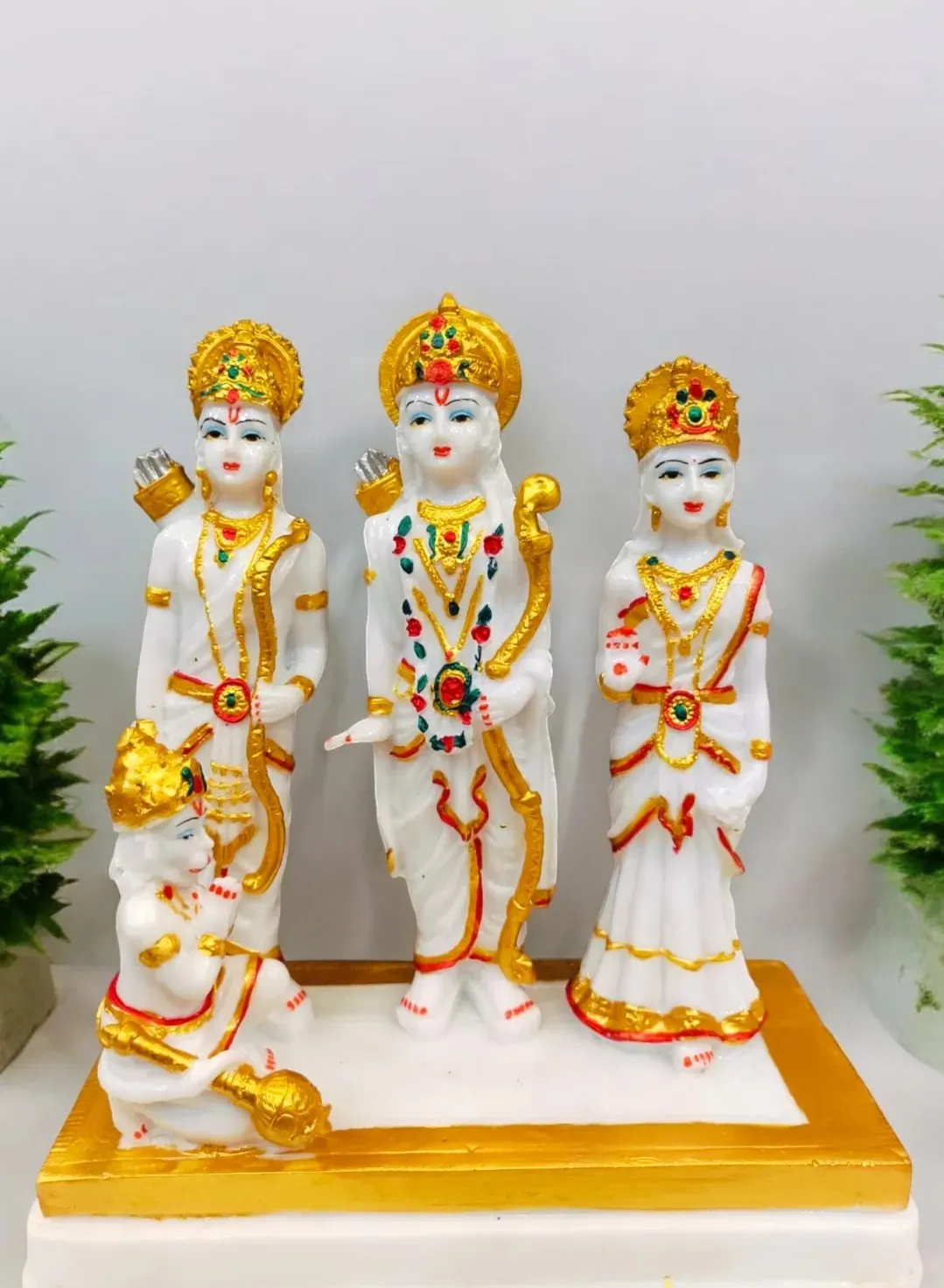 Elegant White Marble Finish Ram Darbar Statue for Spiritual Décor