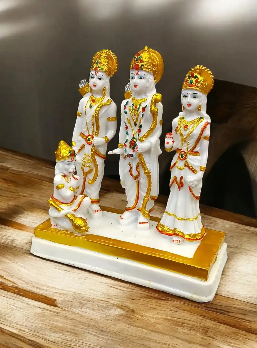 Elegant White Marble Finish Ram Darbar Statue for Spiritual Décor