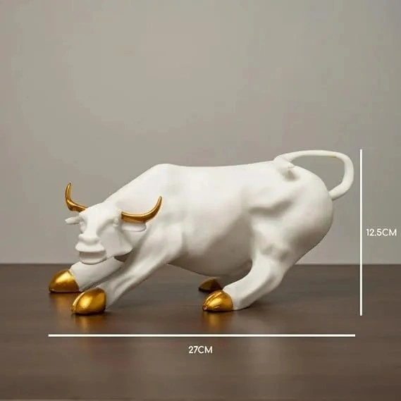 White Bull Marble Showpiece for Home & Office Decor