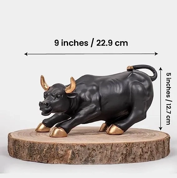 Premium Charging Bull Resin Showpiece with Gold Finish