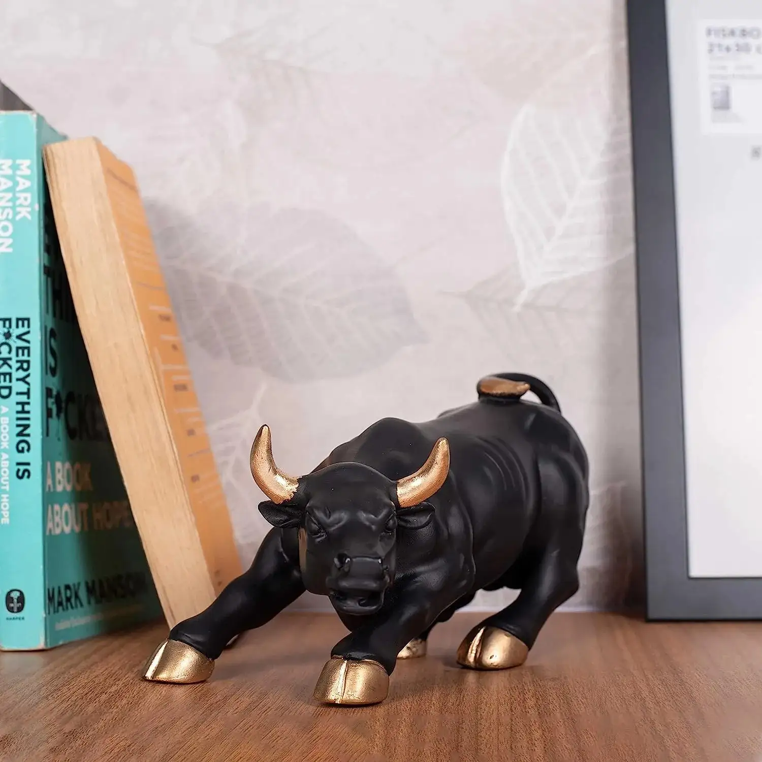 Premium Charging Bull Resin Showpiece with Gold Finish