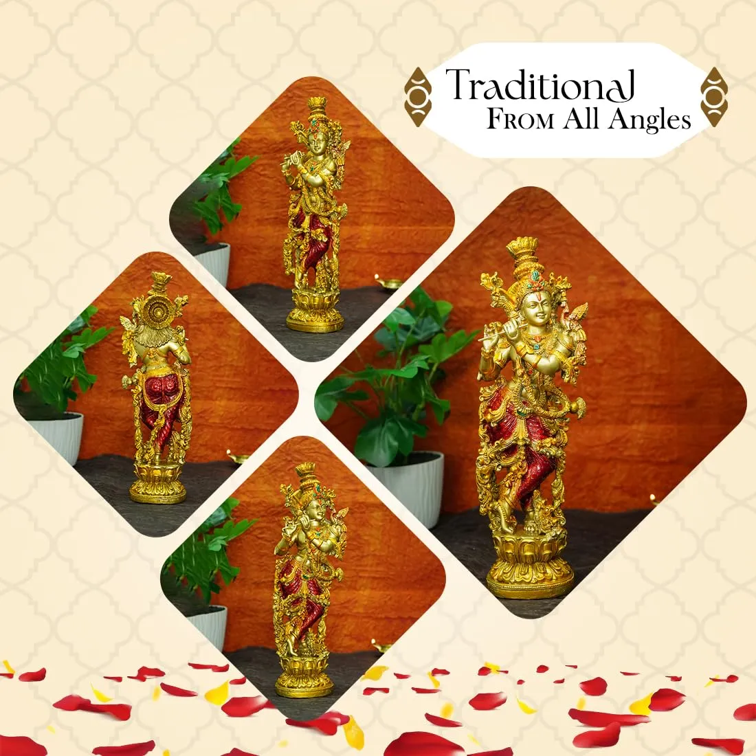 Premium Lord Krishna Playing Flute Idol for Home Temple & Décor