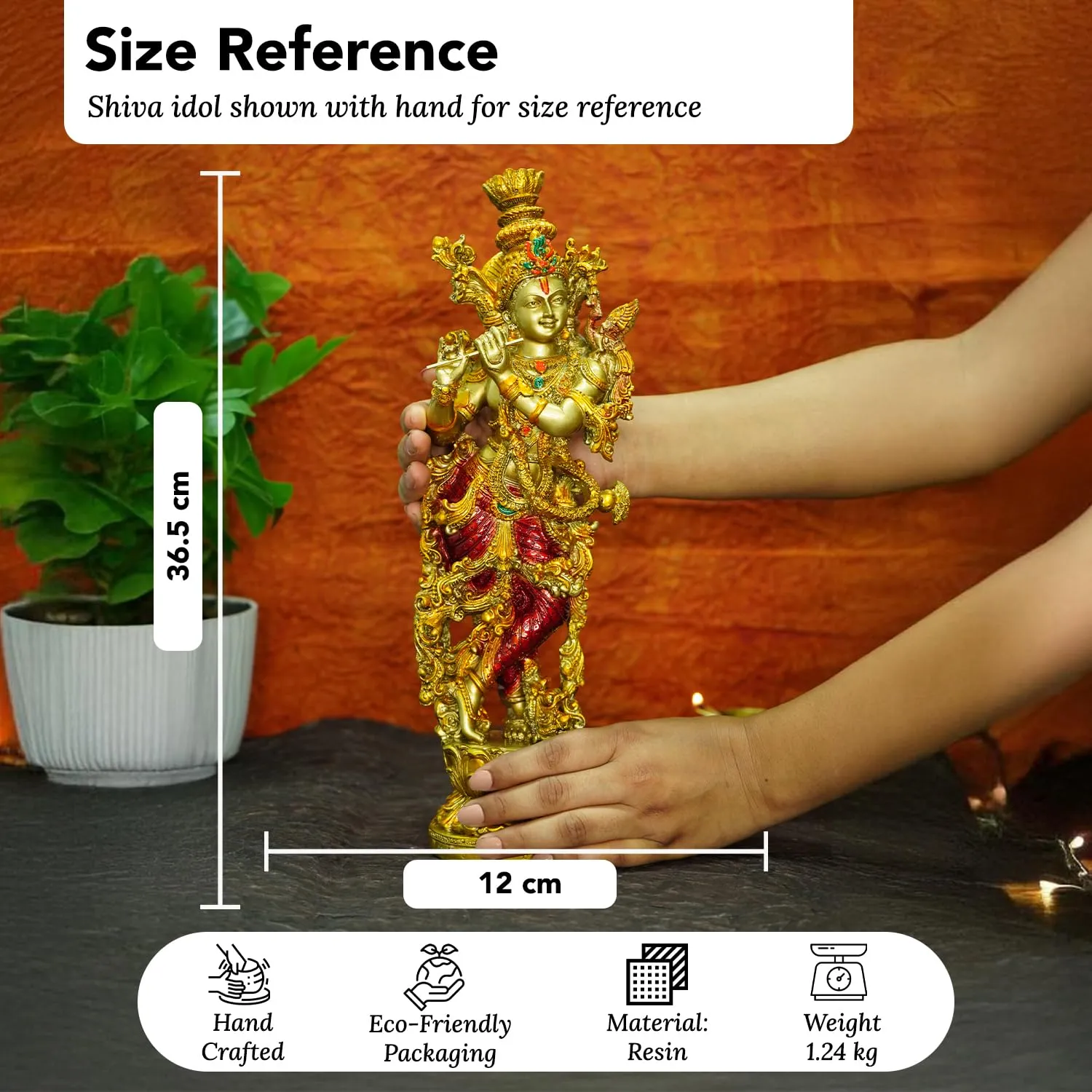 Premium Lord Krishna Playing Flute Idol for Home Temple & Décor