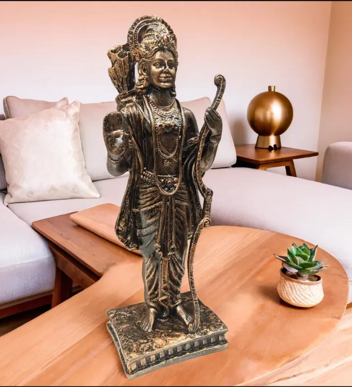 Antique Finish Lord Ram Idol with Bow – Decorative Statue for Home & Temple