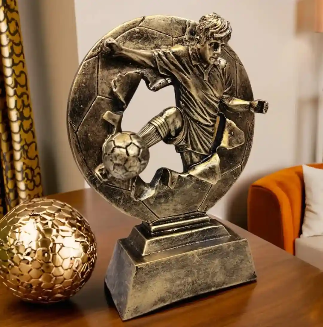 Football Sports Award Trophy with Soccer Ball Design