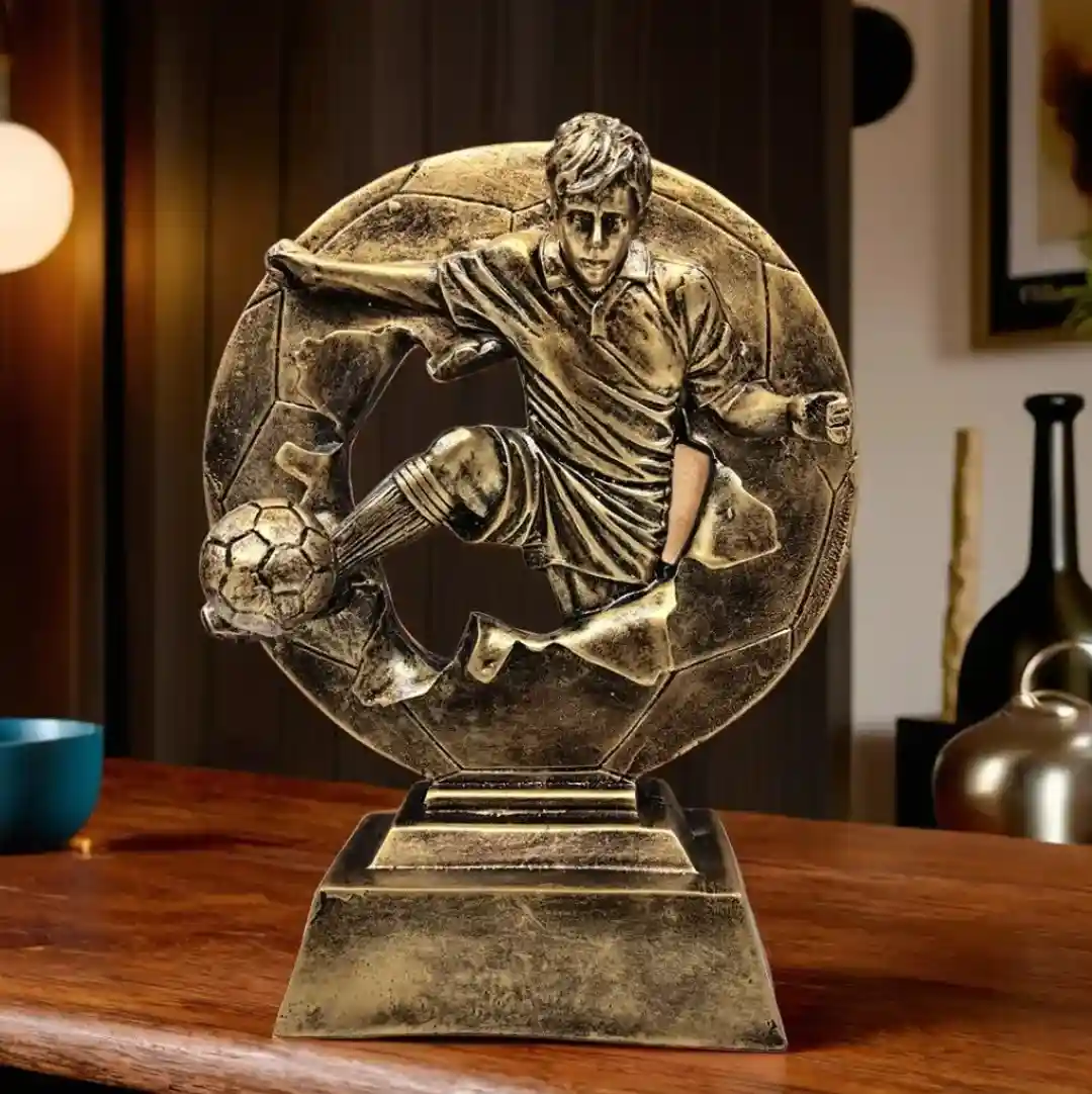 Football Sports Award Trophy with Soccer Ball Design