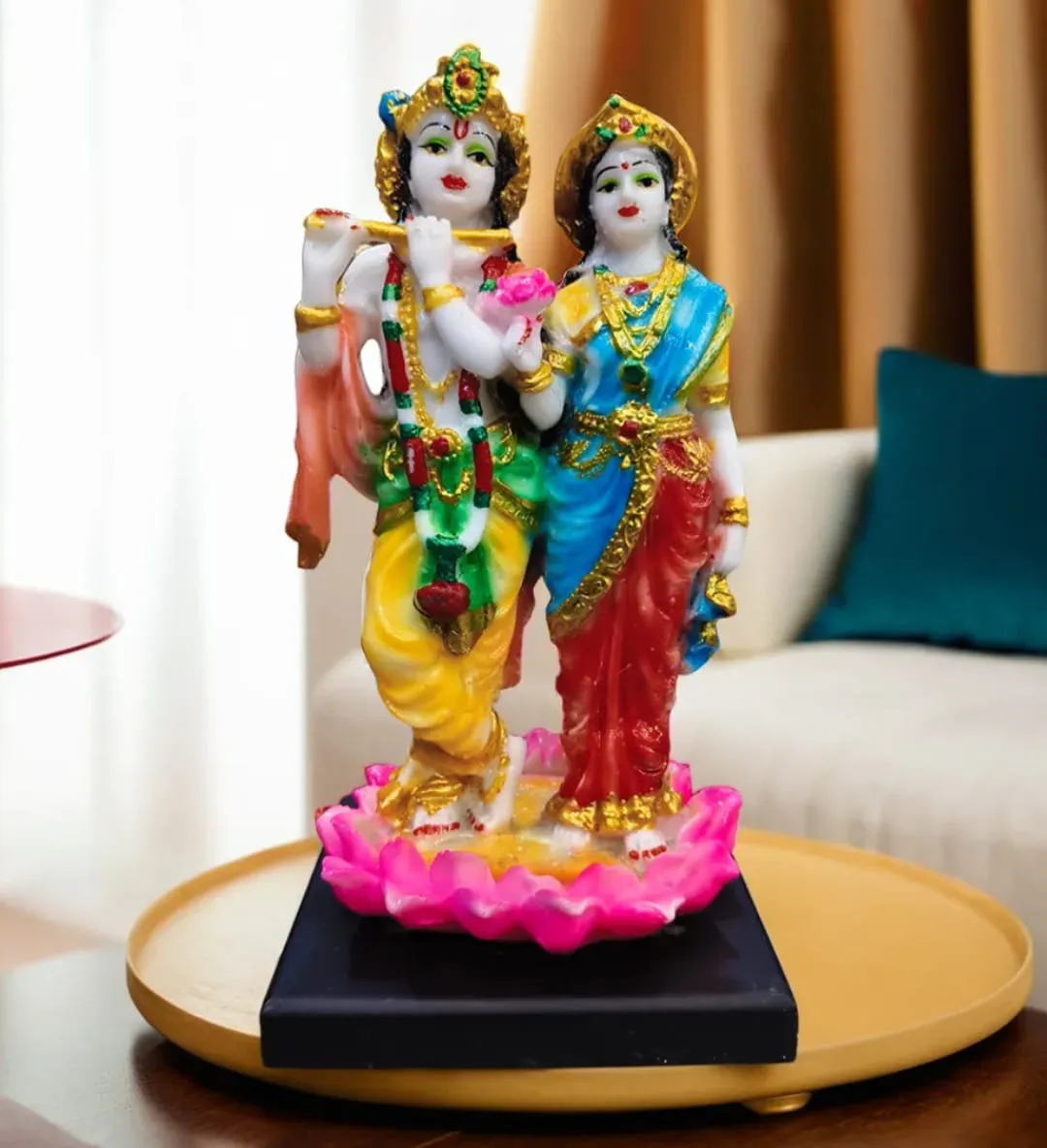 Premium Radha Krishna Resin Idol with Lo...