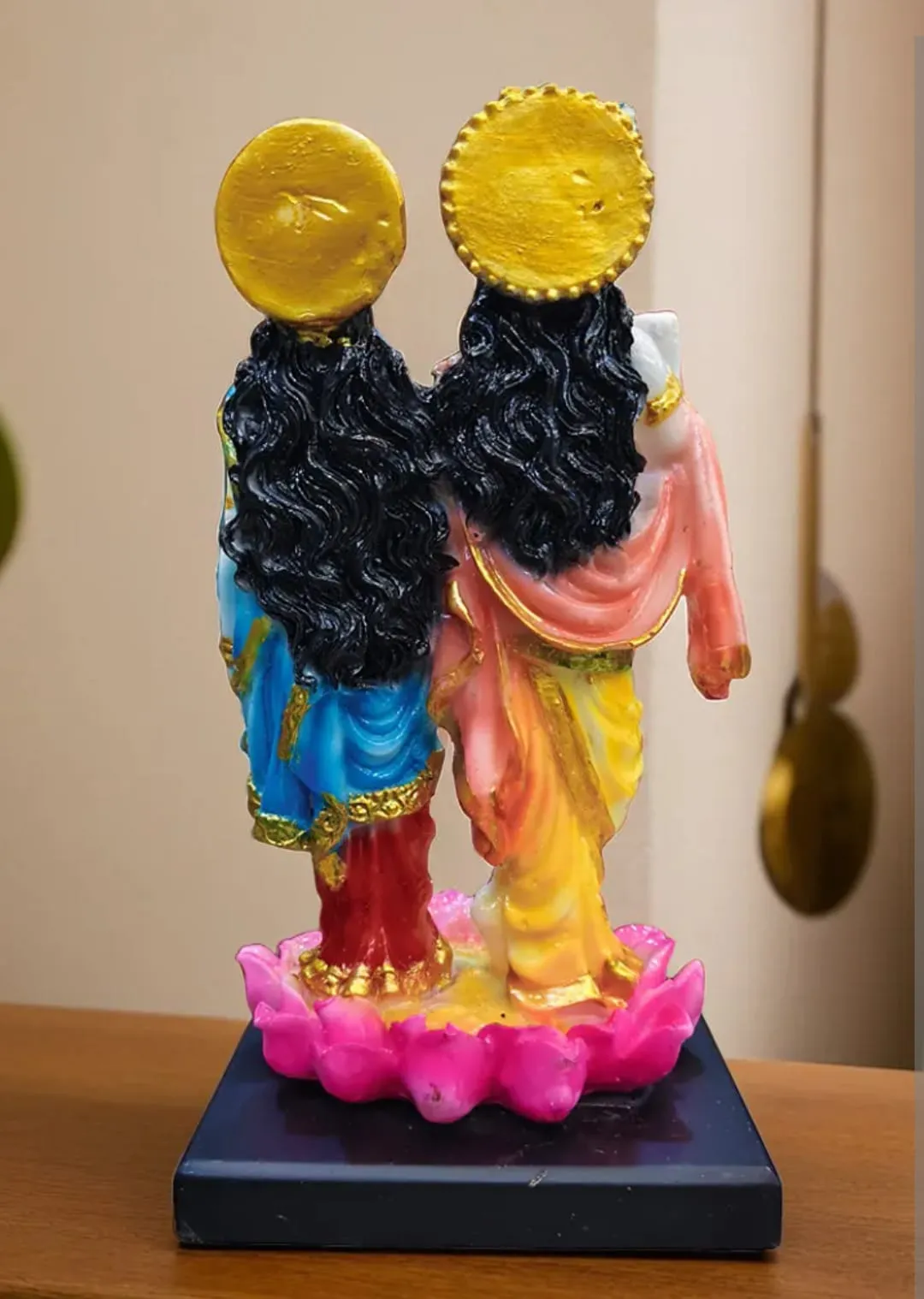 Premium Radha Krishna Resin Idol with Lotus Base | Decorative Spiritual Showpiece for Home Temple, Living Room & Office