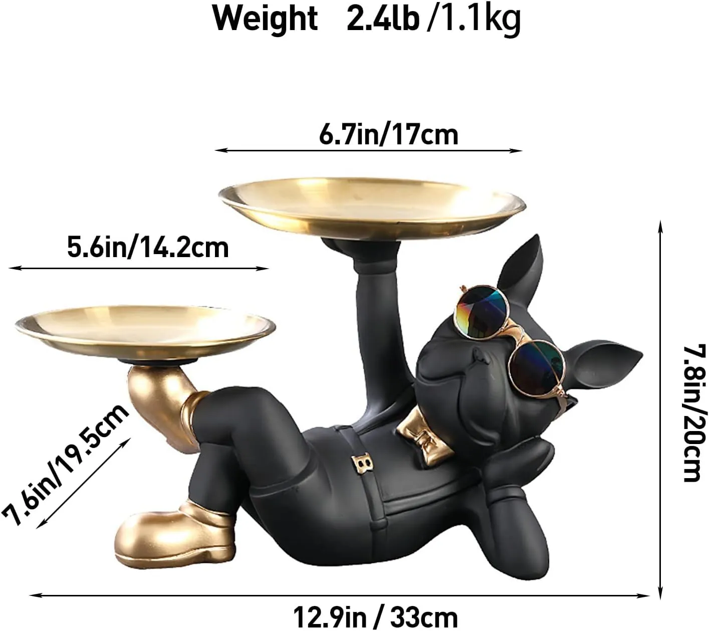 Premium Resin Bull Dog Butler Tray Showpiece for Home Décor
