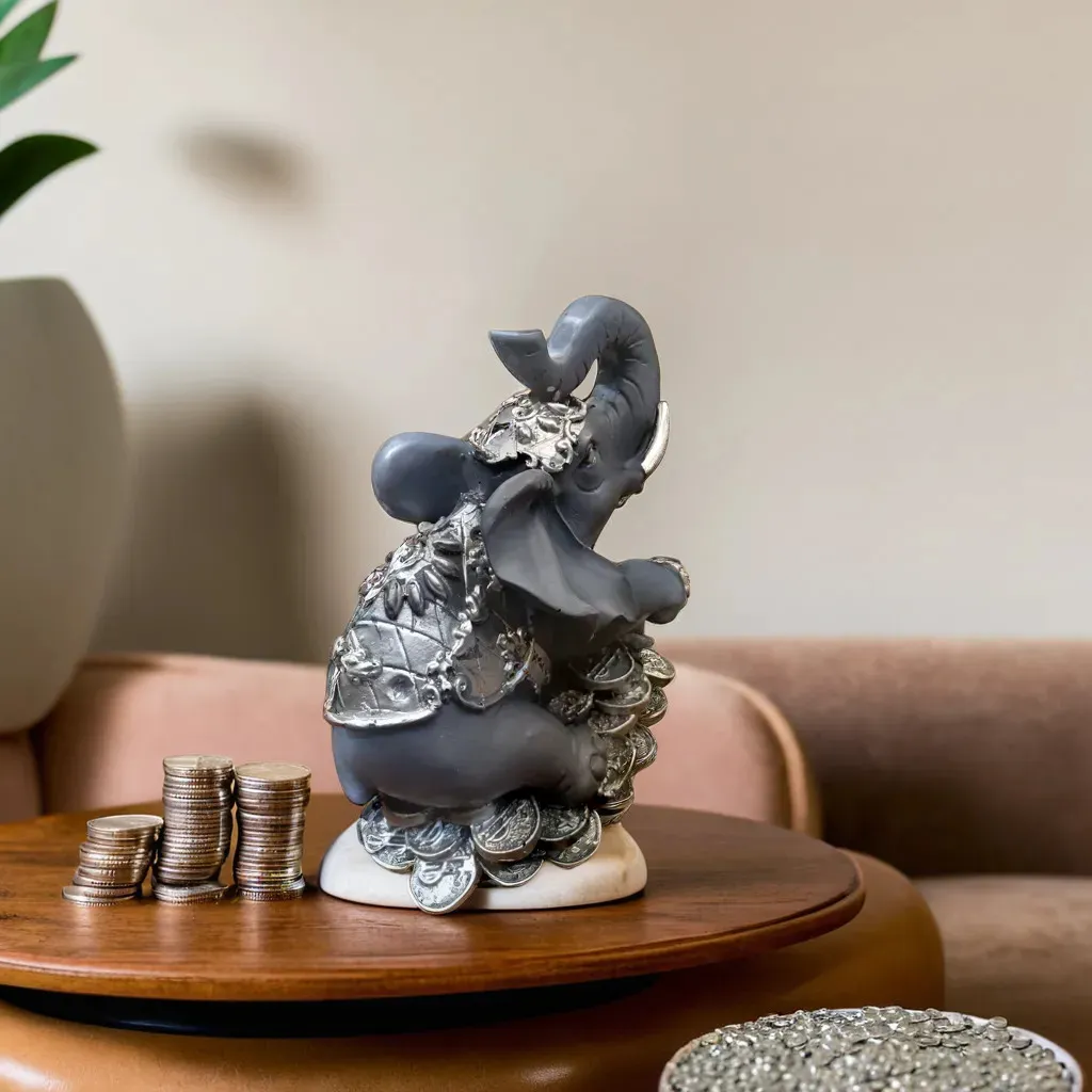 Lucky Elephant Showpiece with Coins – Pr...