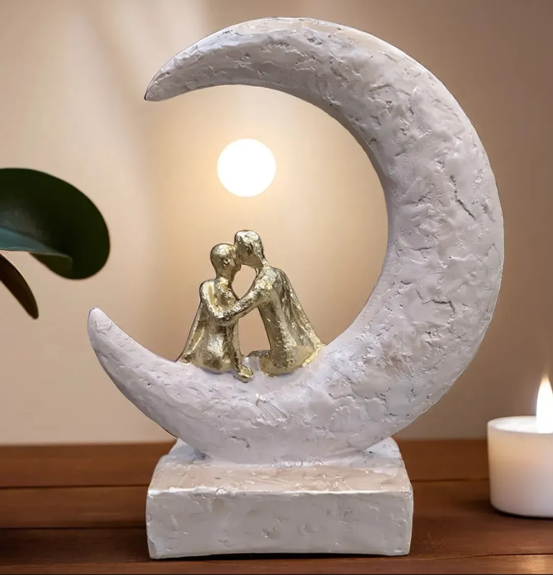 Elegant Crescent Moon Couple Figurine fo...