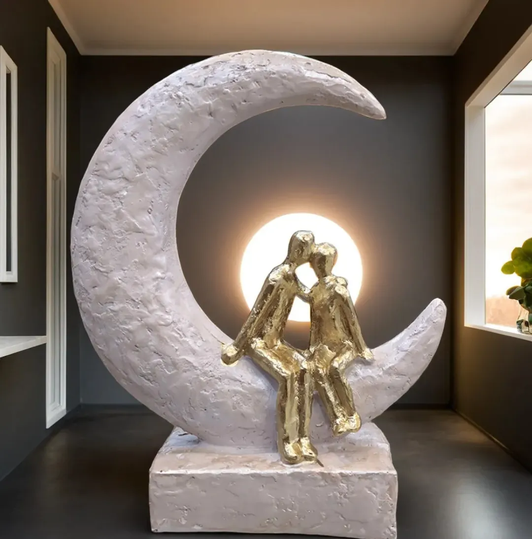 Elegant Crescent Moon Couple Figurine for Home & Office