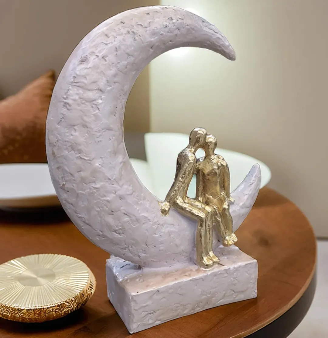 Elegant Crescent Moon Couple Figurine for Home & Office