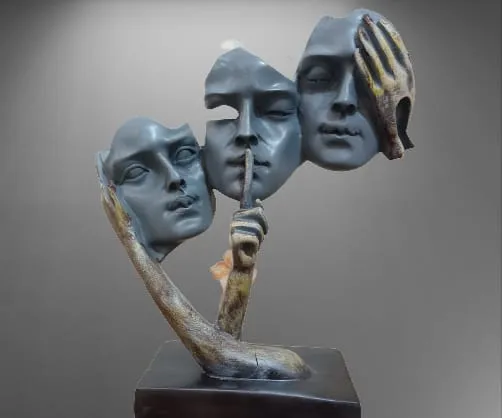 Premium Resin Abstract Three Faces Sculpture
