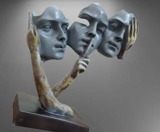 Premium Resin Abstract Three Faces Sculpture