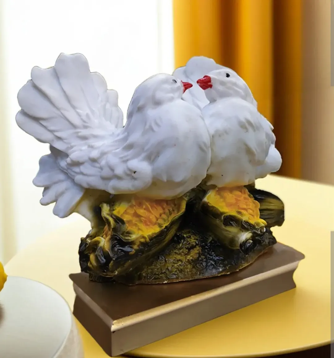 Premium Resin White Love Birds Couple Showpiece