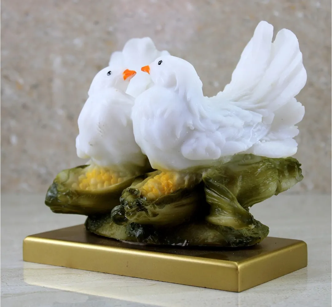 Premium Resin White Love Birds Couple Showpiece