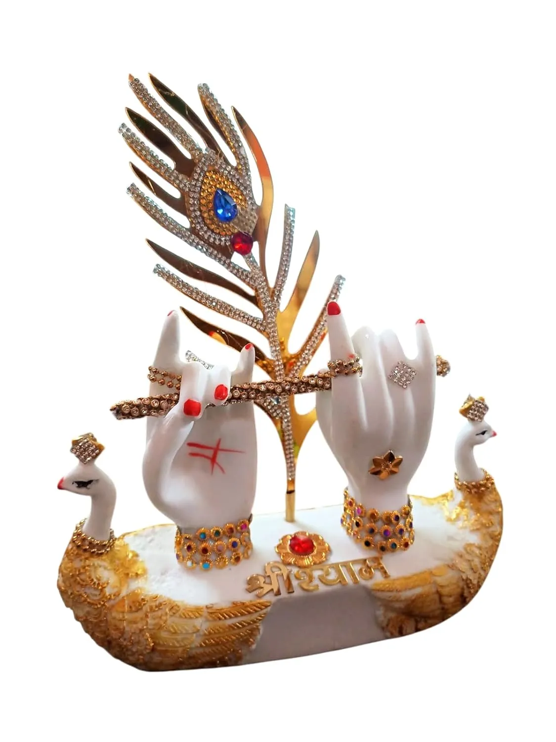 Divine Krishna Flute & Mor Pankh Statue – Religious Home Décor