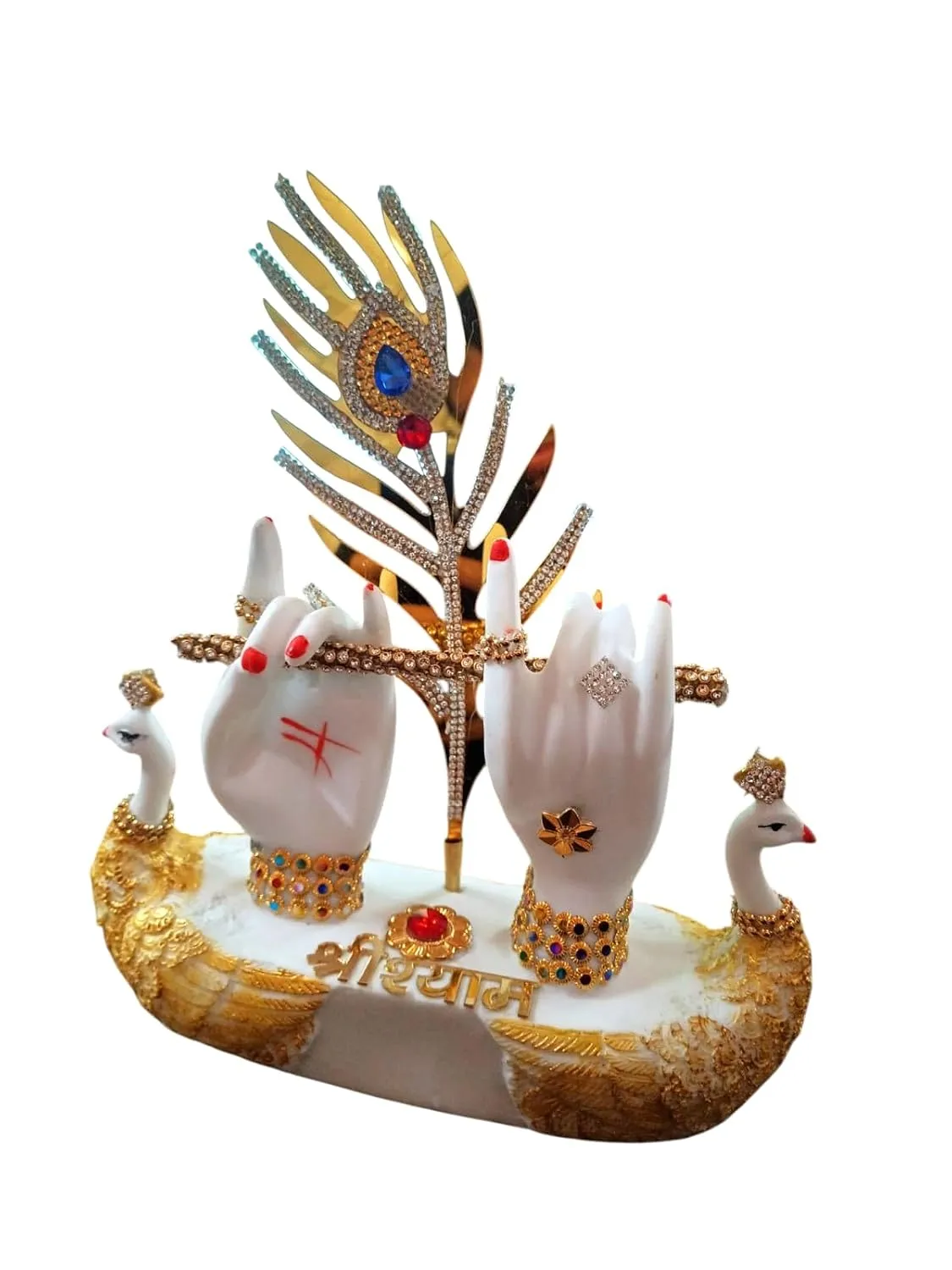 Divine Krishna Flute & Mor Pankh Statue – Religious Home Décor