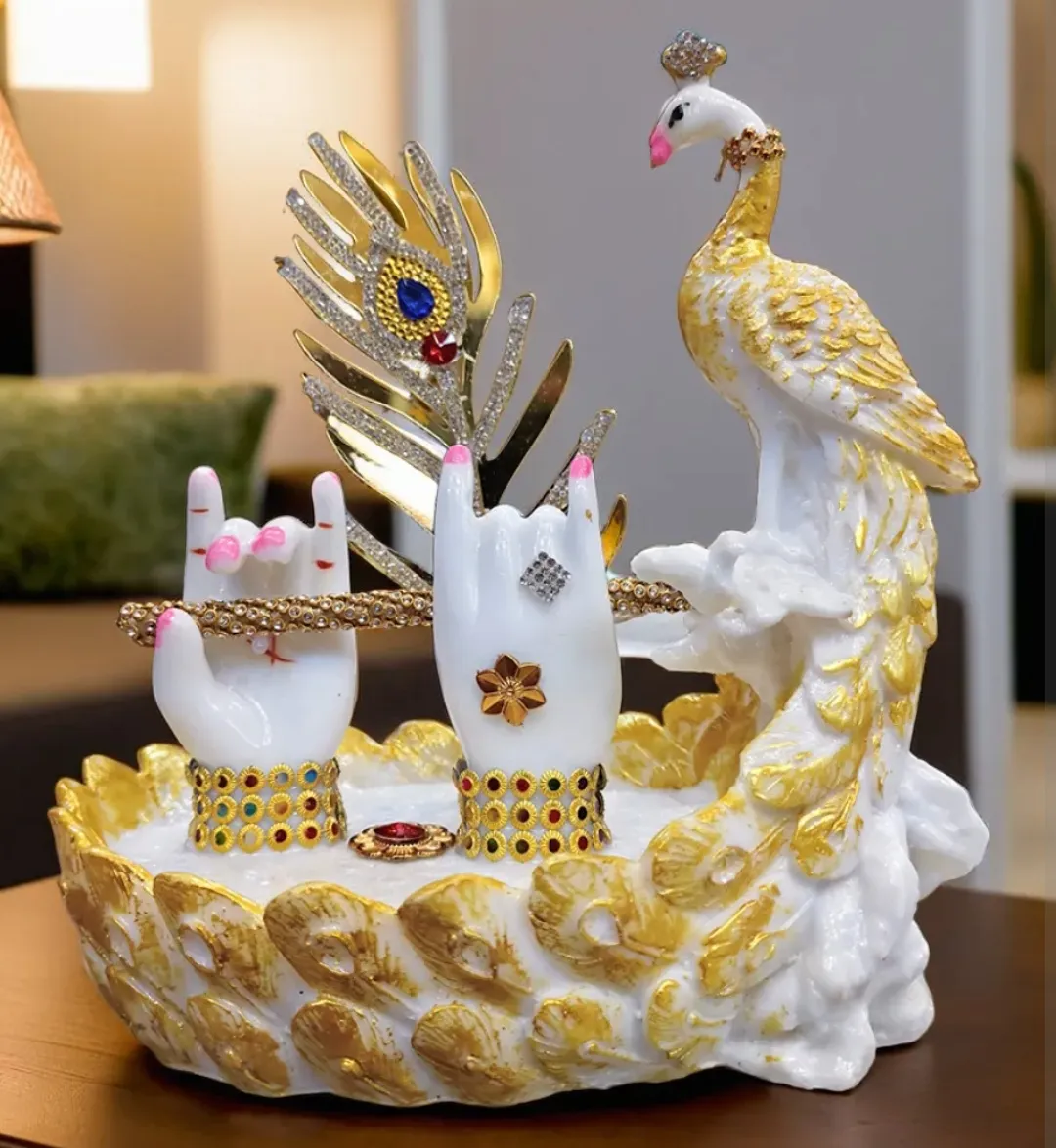 Lord Krishna Flute Stand with Peacock Sh...