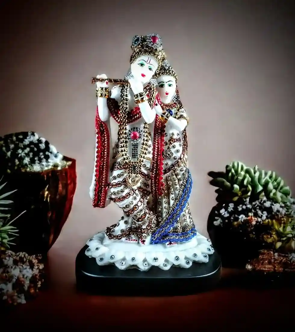 Radha Krishna Idol – Premium Marble Spiritual Showpiece for Home Decor