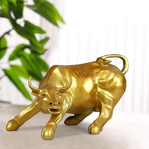 Golden Bull Showpiece – Premium Resin Home Decor