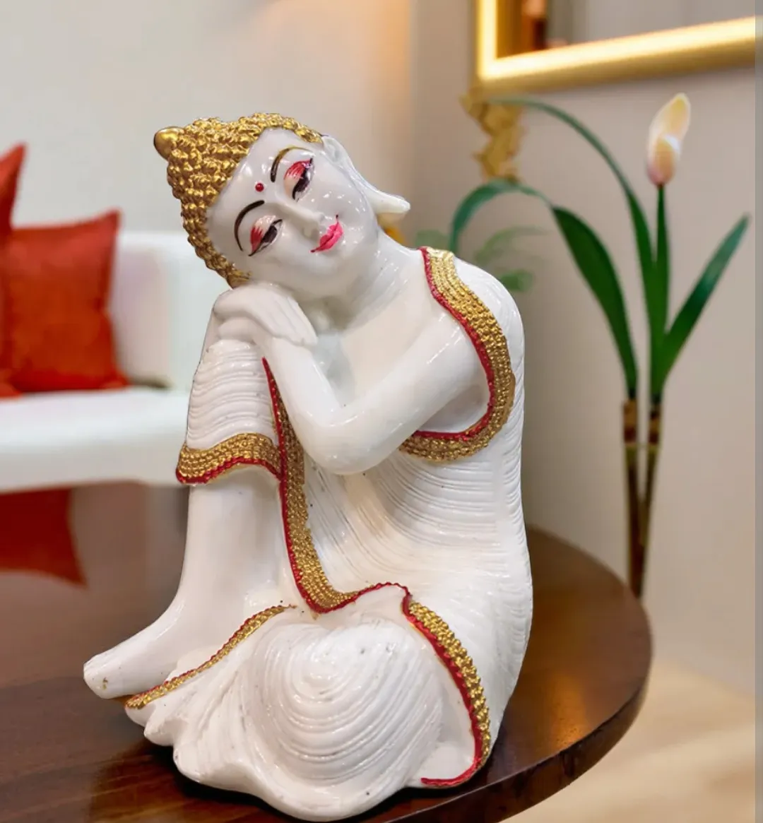 Handcrafted Resting Buddha Statue | Whit...