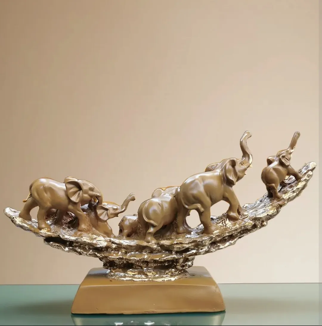 Elephant Family Showpiece | Luxury Resin...