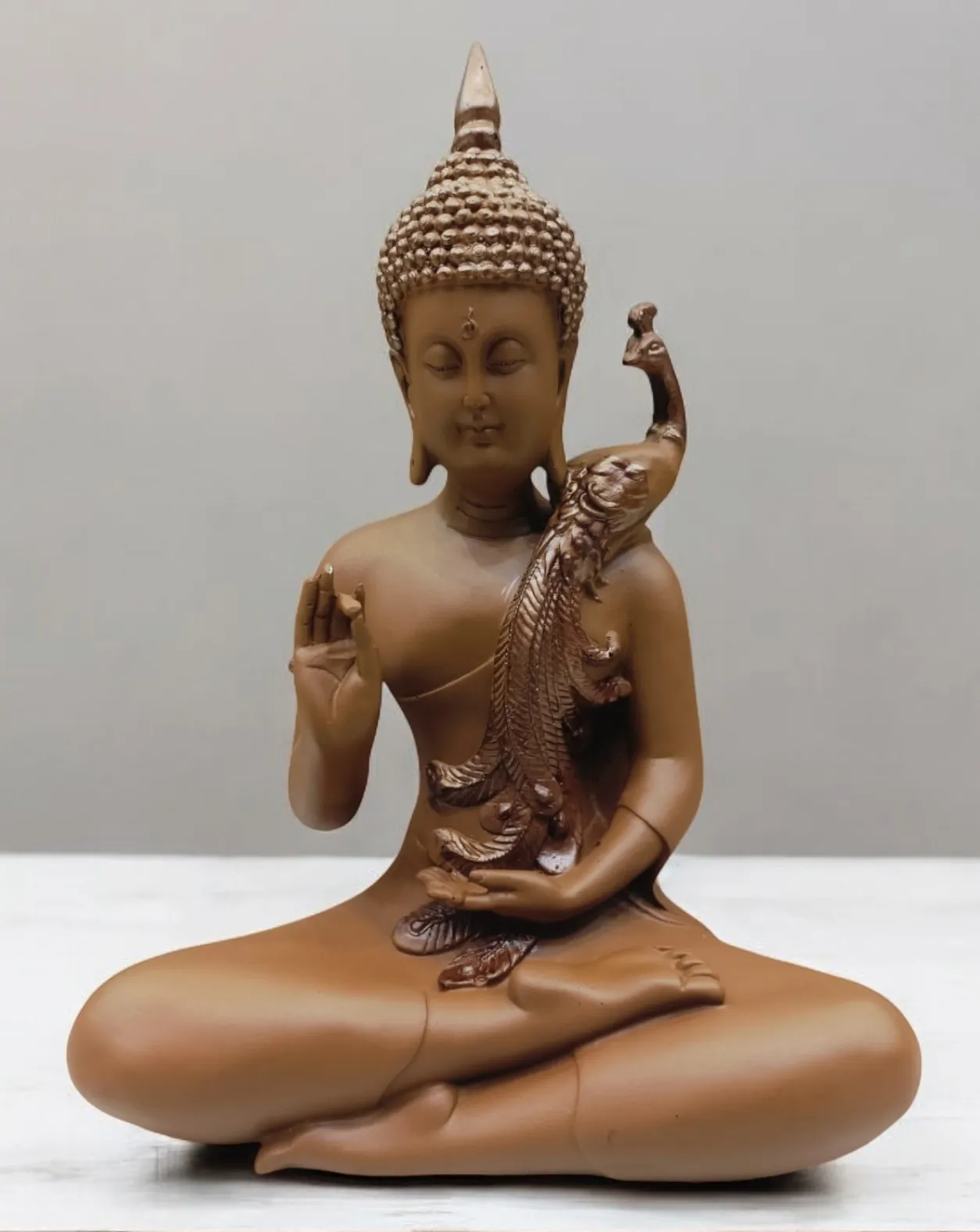 Handcrafted Buddha Statue with Peacock |...