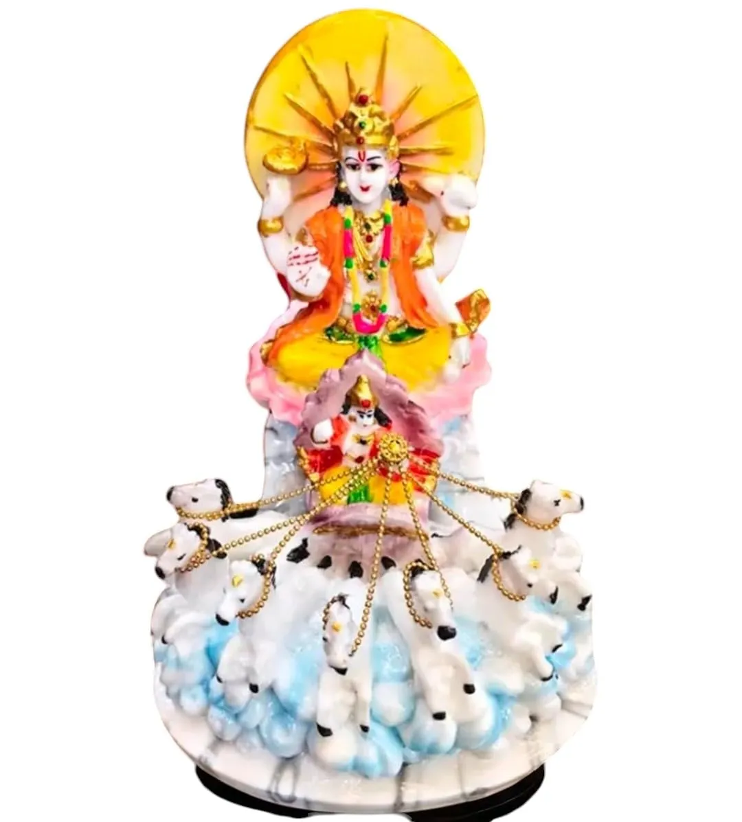 Handcrafted Lord Surya Idol with Seven H...