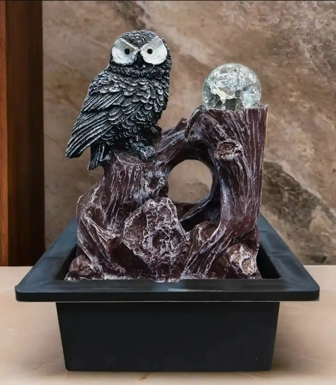 Luxury Owl Tabletop Water Fountain with...