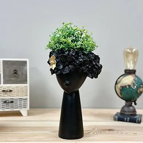 Modern Resin Lady Face Planter Vase | Decorative Home & Office Tabletop Decor