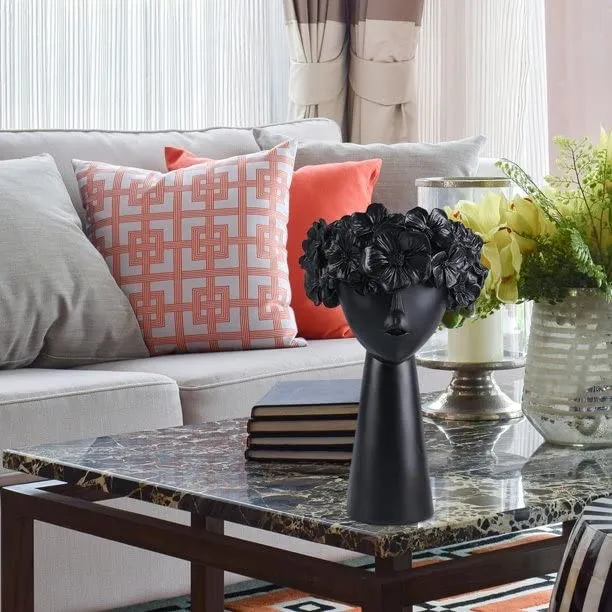 Modern Resin Lady Face Planter Vase | Decorative Home & Office Tabletop Decor