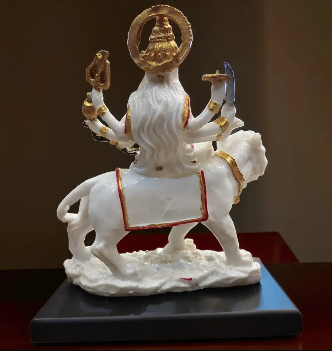 Premium Maa Durga Idol on Lion | Marble Hindu Goddess Statue for Home Temple, Puja Room & Spiritual Décor