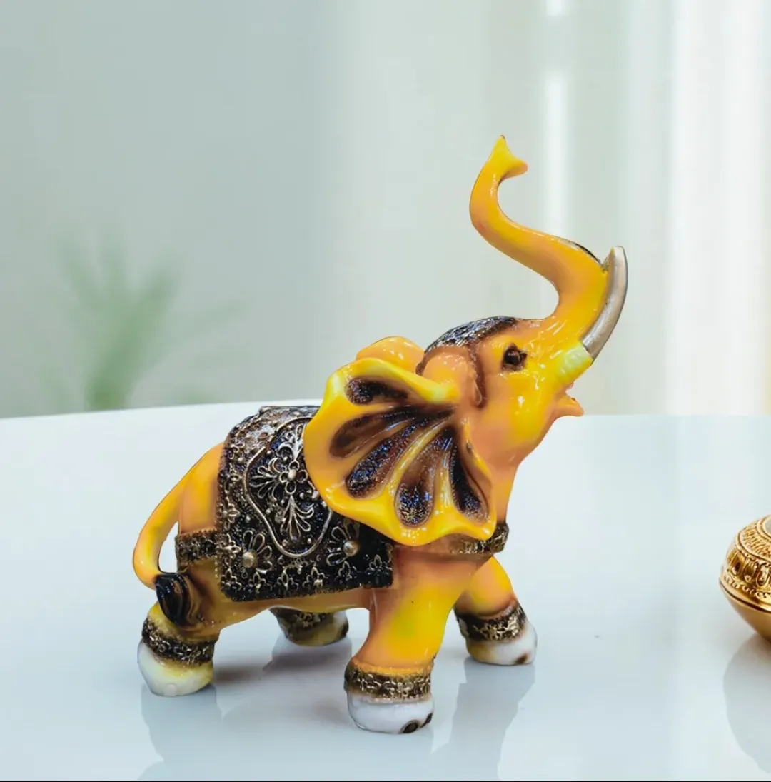 Premium Yellow Elephant Resin Statue | L...