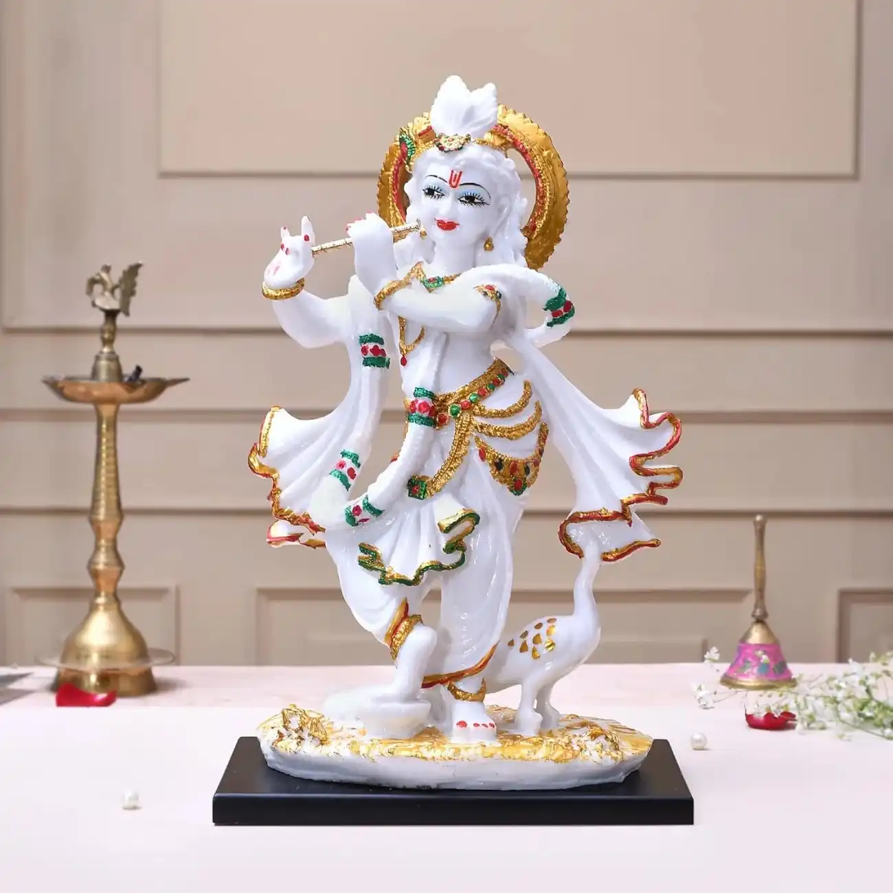 Lord Krishna Playing Flute Idol | Marble...