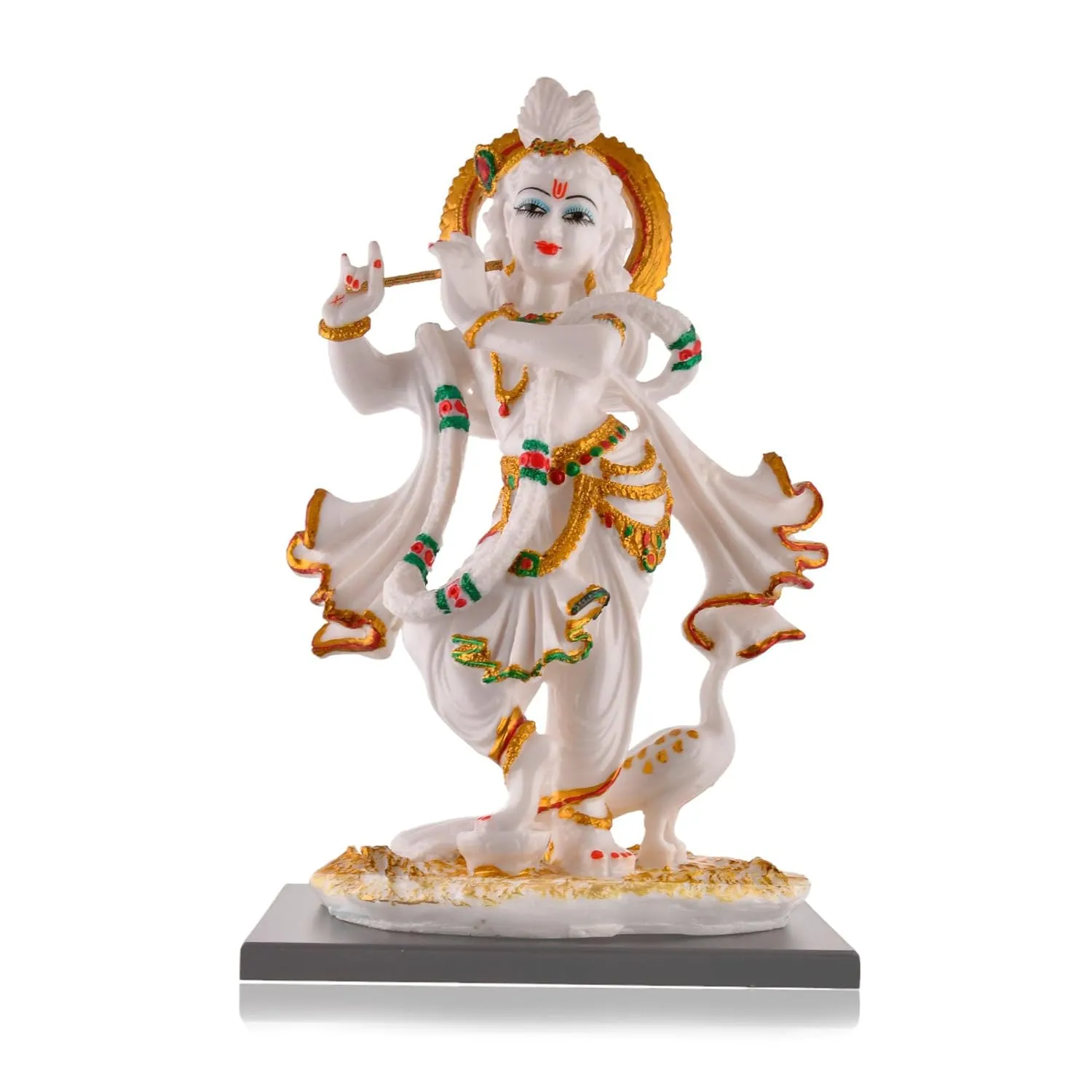 Lord Krishna Playing Flute Idol | Marble Shree Krishna Murti for Home Temple, Puja Room & Spiritual Decor