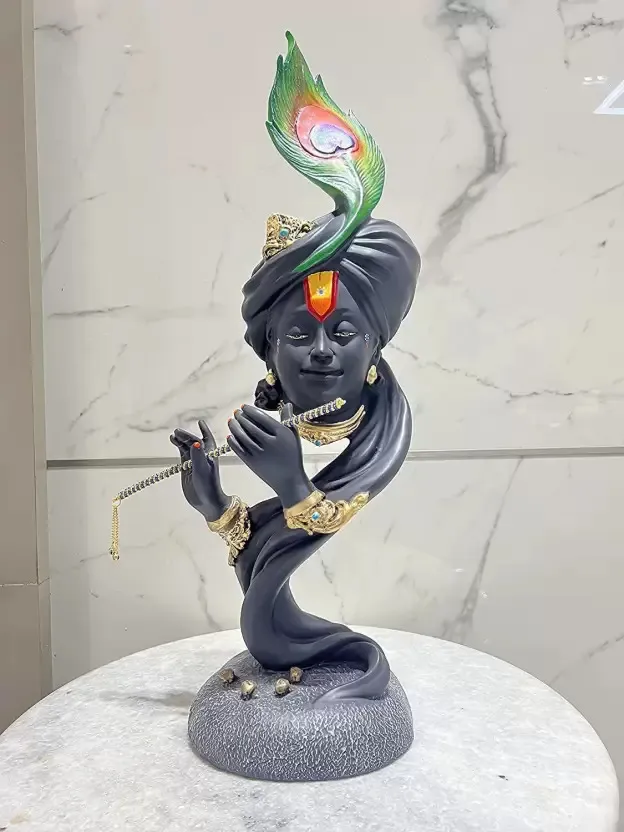 Lord Krishna Playing Flute Resin Bust St...