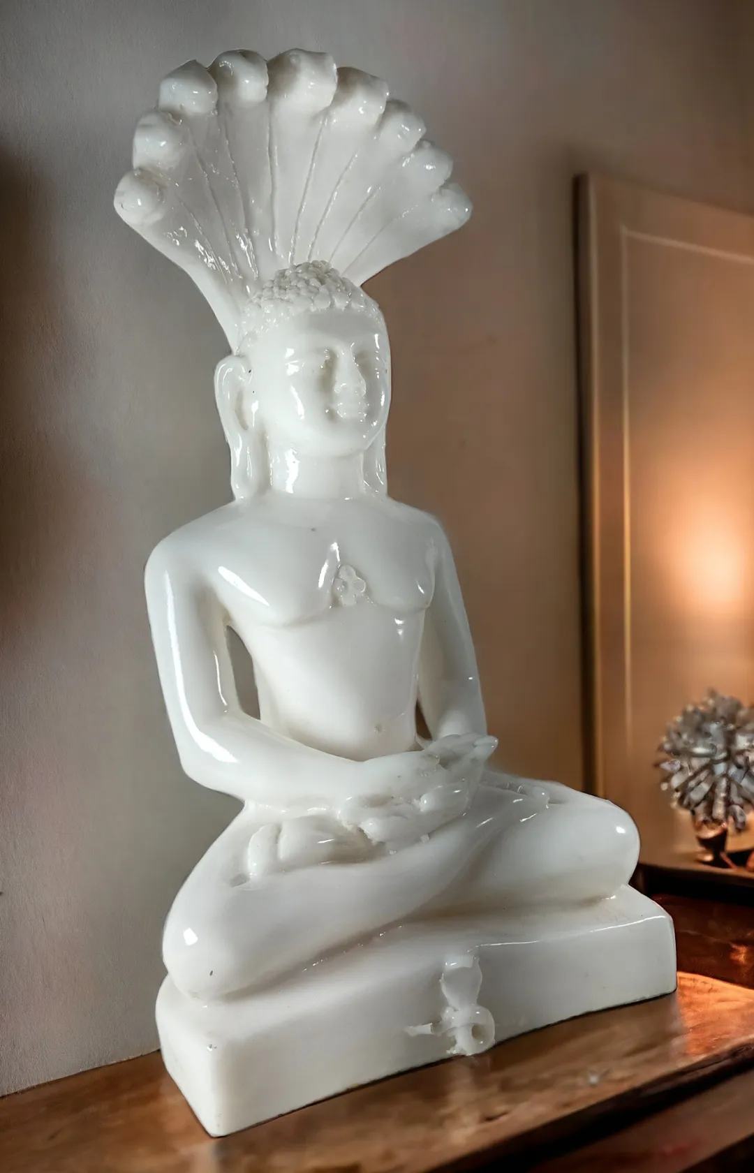 Premium White Lord Parshwanath (Parasnath) Marble Statue | Jain Tirthankar Idol for Home Temple, Puja Room & Spiritual Decor