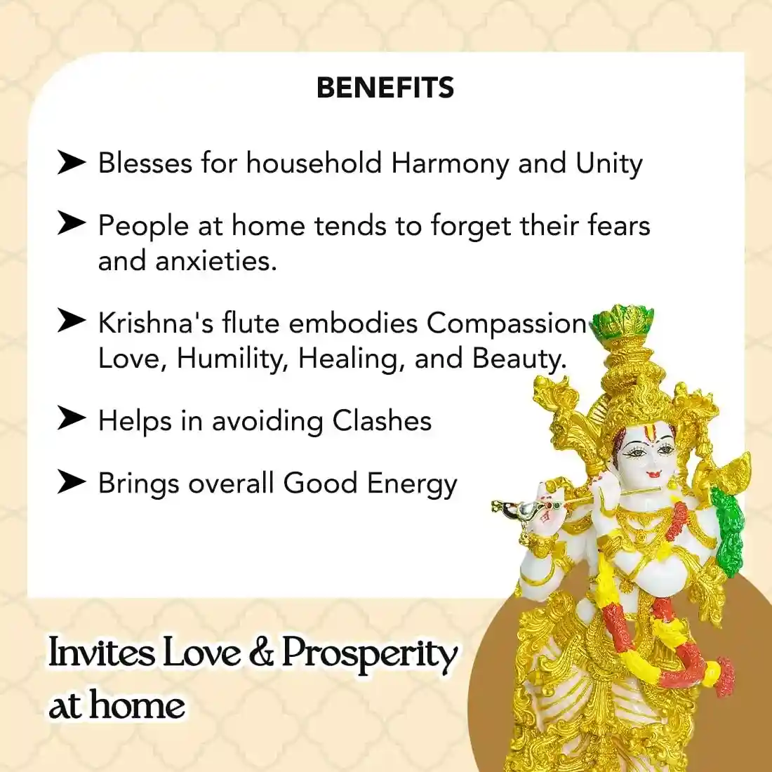 Shree Krishna Murti for Home Temple, Puja Room & Spiritual Décor